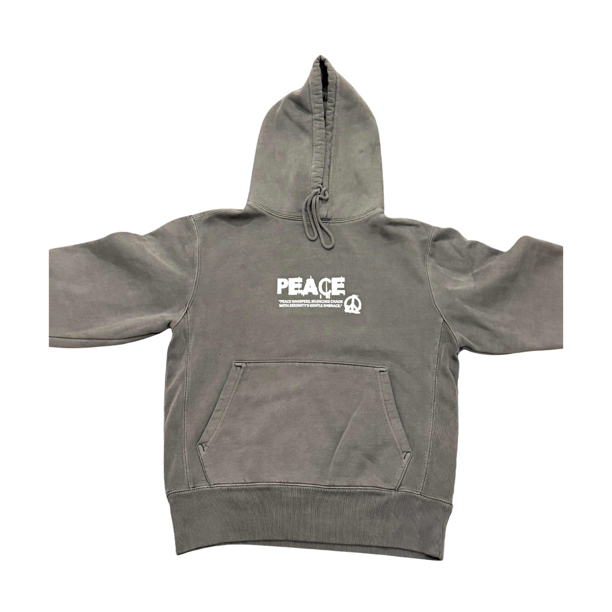Charcoal Grey Hoodie (Front Print) - PEACE Collection